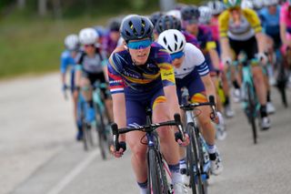 VILLARCAYO SPAIN MAY 21 Hannah Barnes of United Kingdom and Team Canyon SRAM Racing during the 6th Vuelta A Burgos Feminas 2021 Stage 2 a 97km stage from Pedrosa de Valdeporres to Villarcayo VueltaBurgos BurgosFem UCIWWT on May 21 2021 in Villarcayo Spain Photo by Luc ClaessenGetty Images