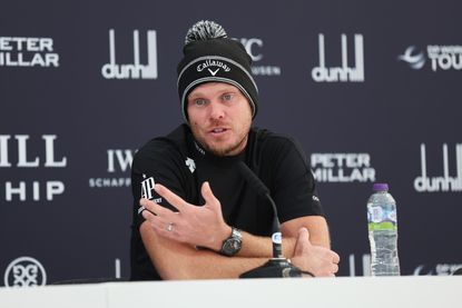 Danny Willett speaks in a press conference during a practice round prior to the 2022 Alfred Dunhill Links Championship