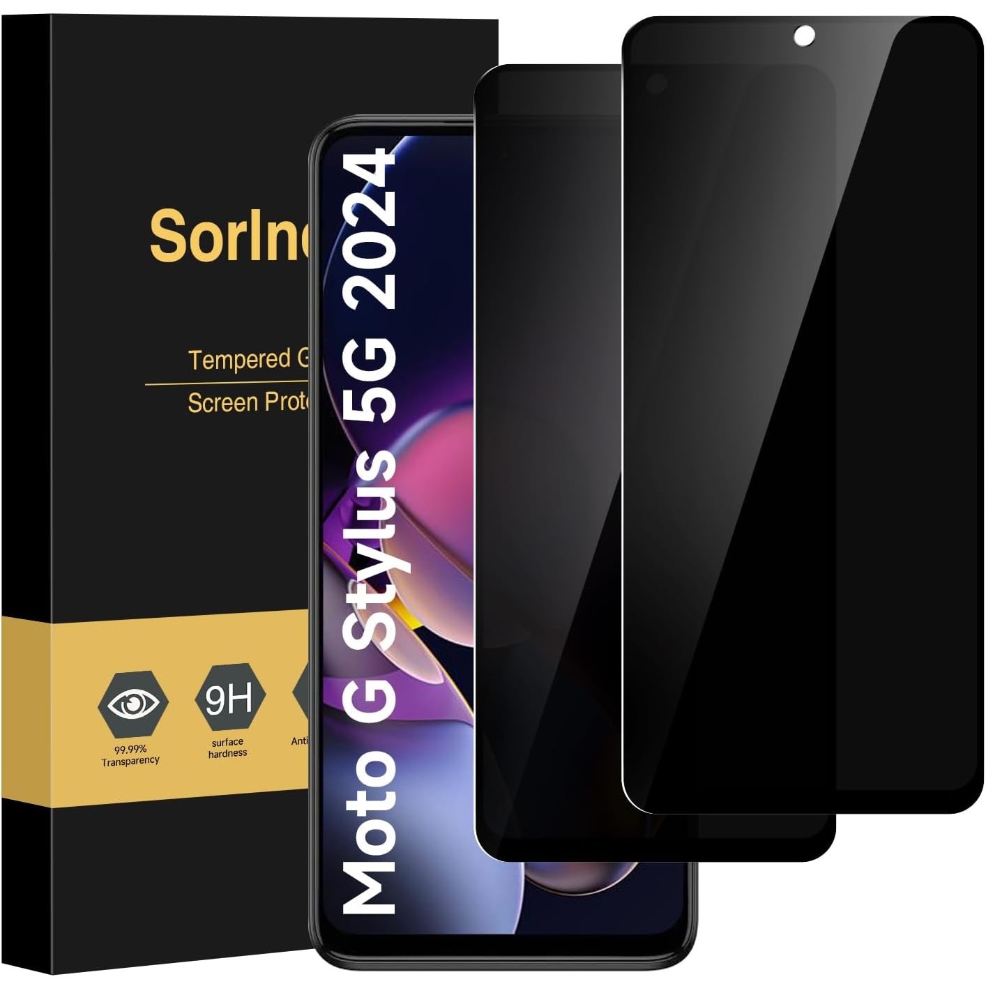 sorlnern Lot de 2 films de protection d'écran de confidentialité pour Moto G Stylus 5G 2024