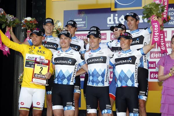 Garmin-Cervelo on the podium as the winners of stage 2