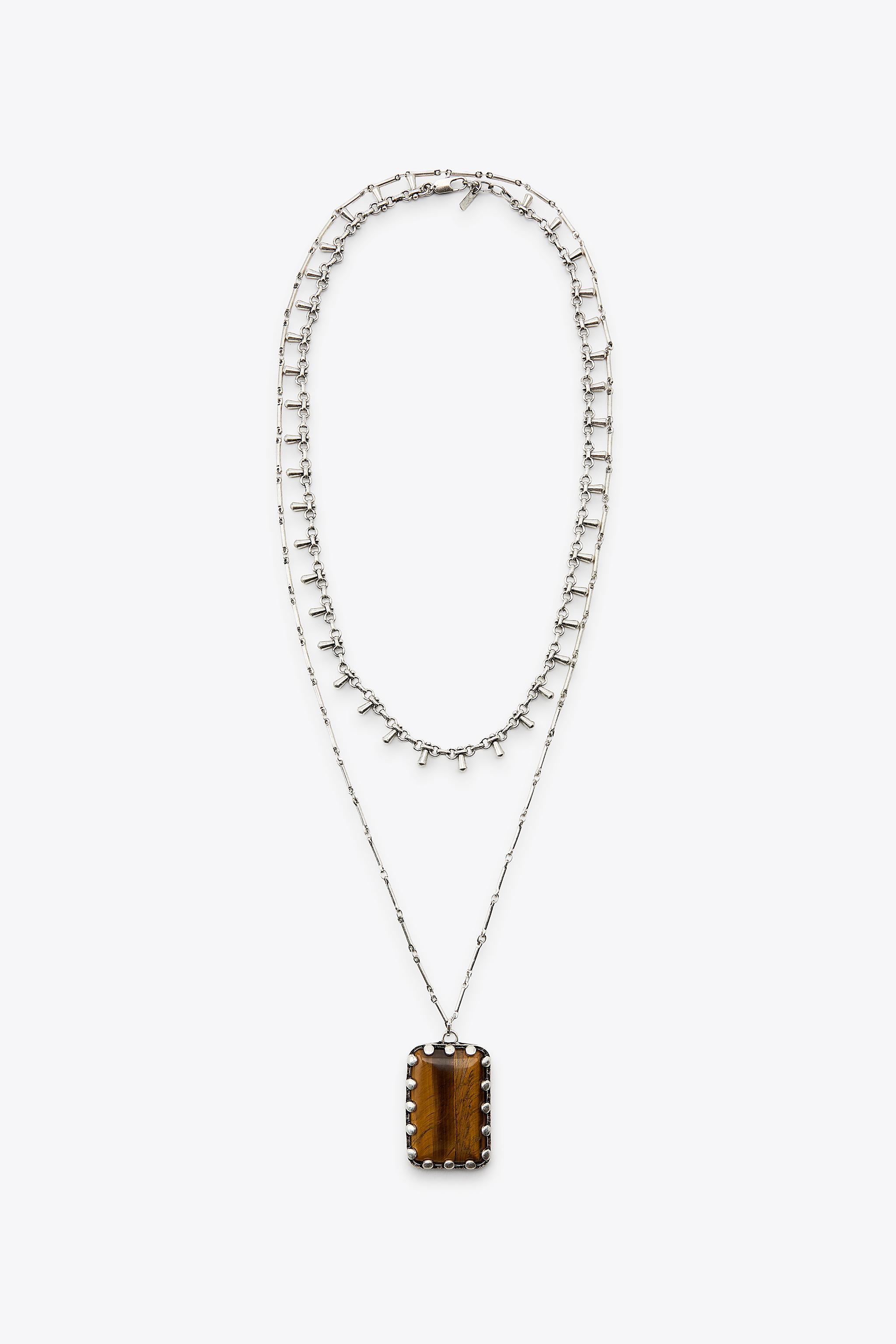 Pack of 2 Link and Stone Necklaces