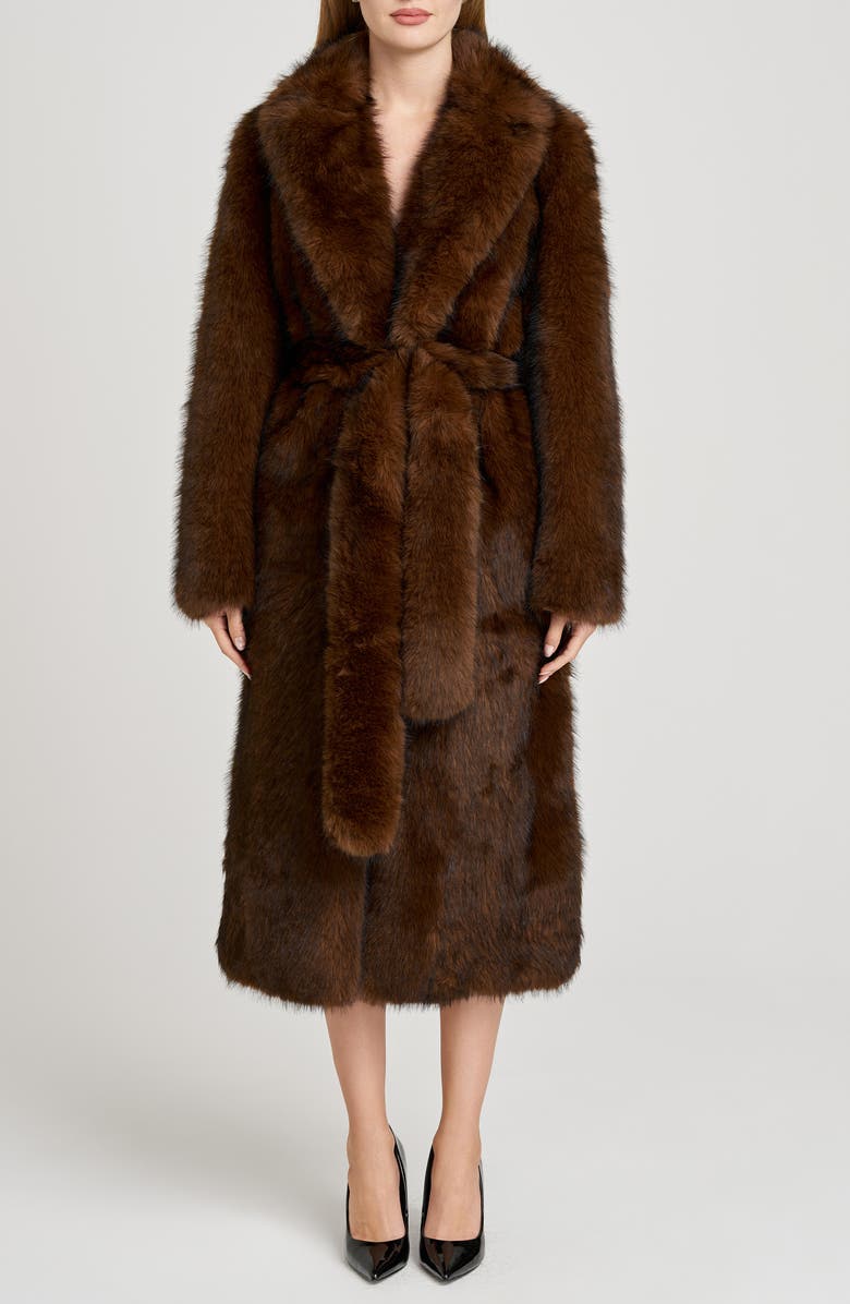 X Sara Walker Diana Faux Fur Wrap Coat