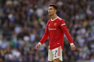 Cristiano Ronaldo playing for Manchester United at Brighton
