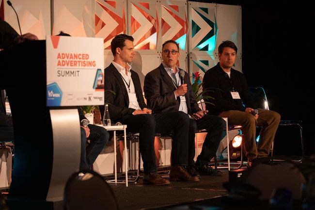 (From l.): Amobee&rsquo;s Mark Haddow, Michael Teicher of Scripps Networks and Field Garthwaite of IRIS.TV on the &ldquo;Programmatic Progress&rdquo; Advanced Advertising Summit panel.