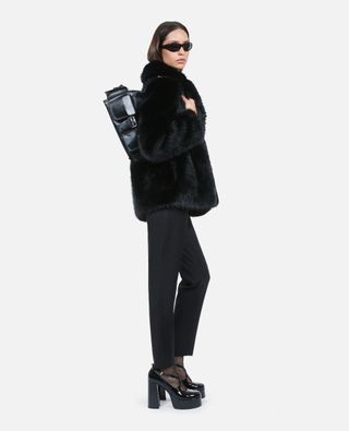 Black Fur-Effect Coat