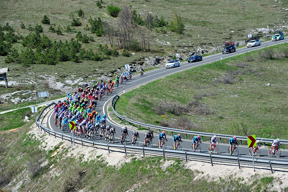 The peloton in action during stage 2 at the Tour of Croatia