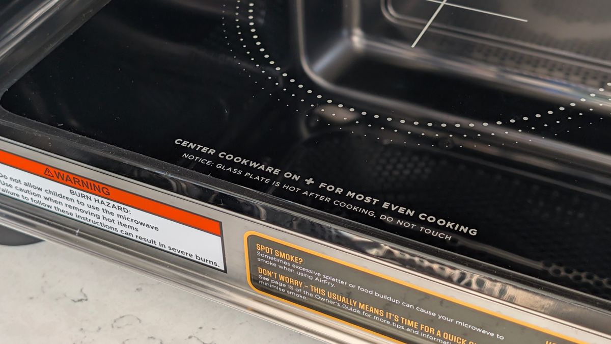 Cooking instructions printed on inside of Ninja Crispi Microwave