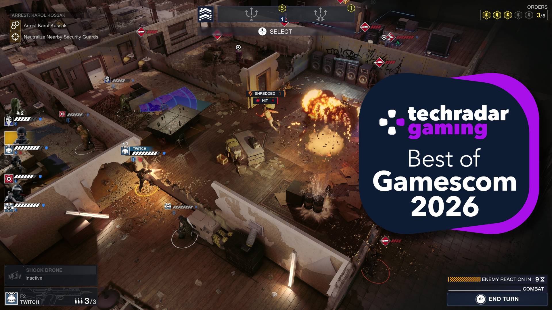 A screenshot from Rainbow Six Tactics with the TechRadar Gaming Best of Gamescom 2026 badge