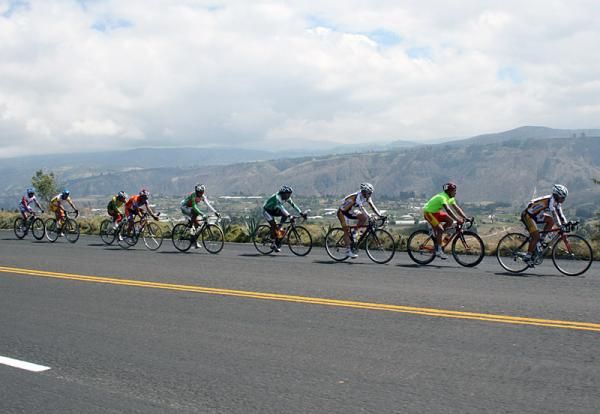 The peloton crests the category two climb of Yambo.