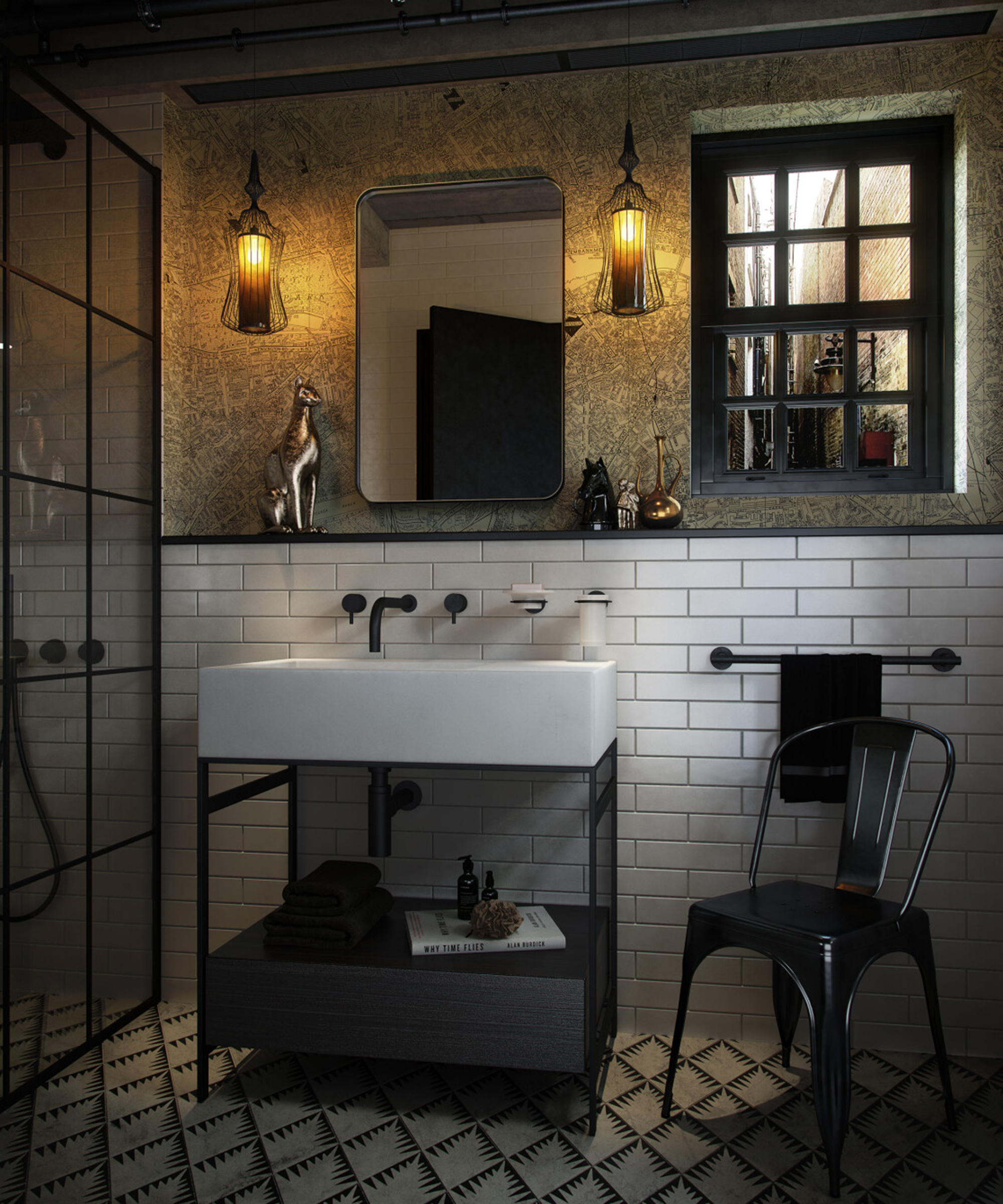 Black dark bathroom design by Bathroom Origin