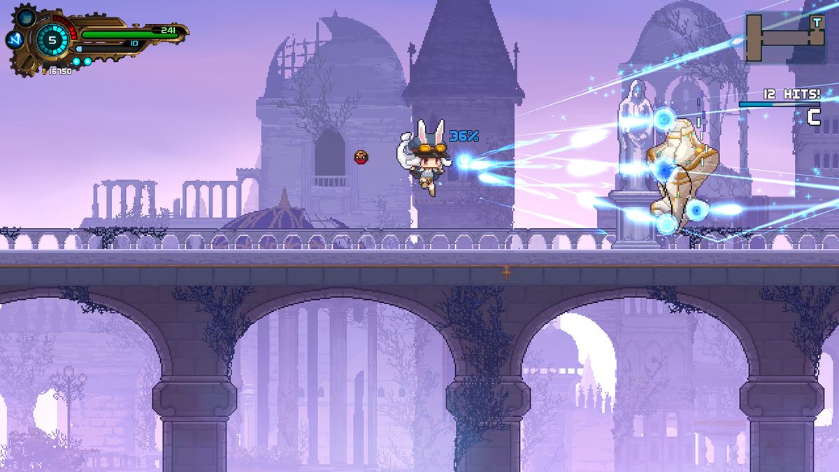 Cute pixel art from bullet hell metroidvania game Tevi