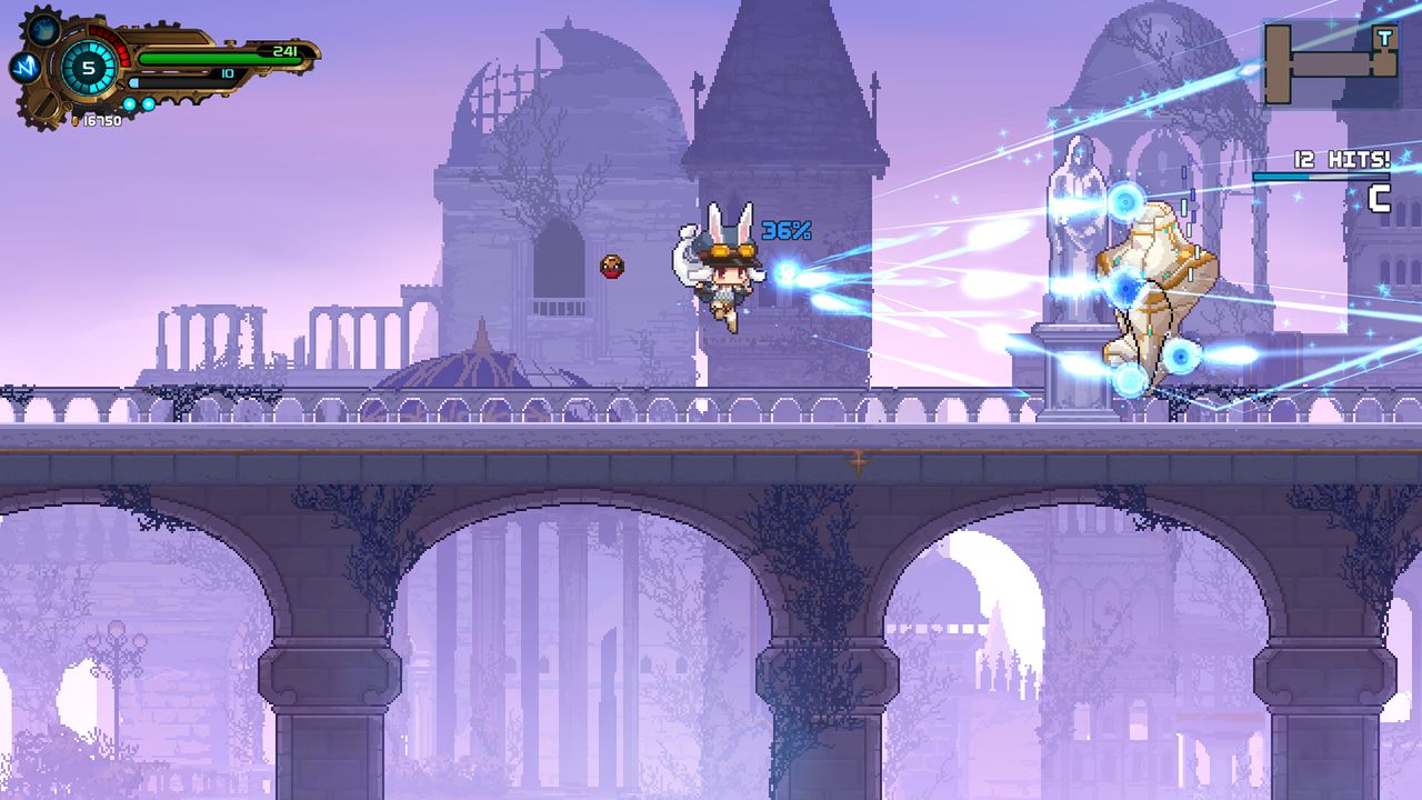 Cute pixel art from bullet hell metroidvania game Tevi