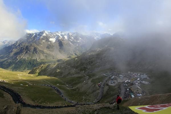 The sun breaks through the clouds on the Col du Galbier