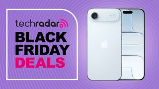 iPhone Air on a purple background. Text reads: TechRadar Black Friday Deals
