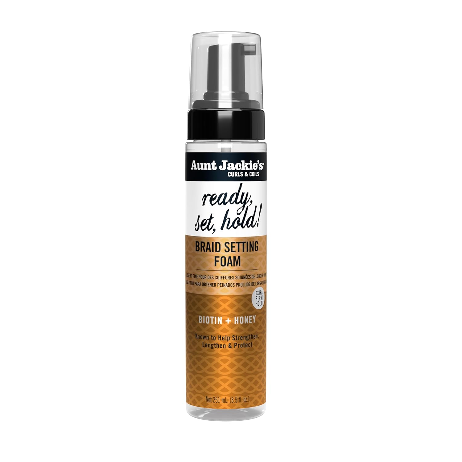 Aunt Jackie&#039;s Curls &amp;amp; Coils Braid + Twist Collection Ready, Set, Hold Braid Setting Foam With Extra Firm Hold, 8.5 Fl Oz