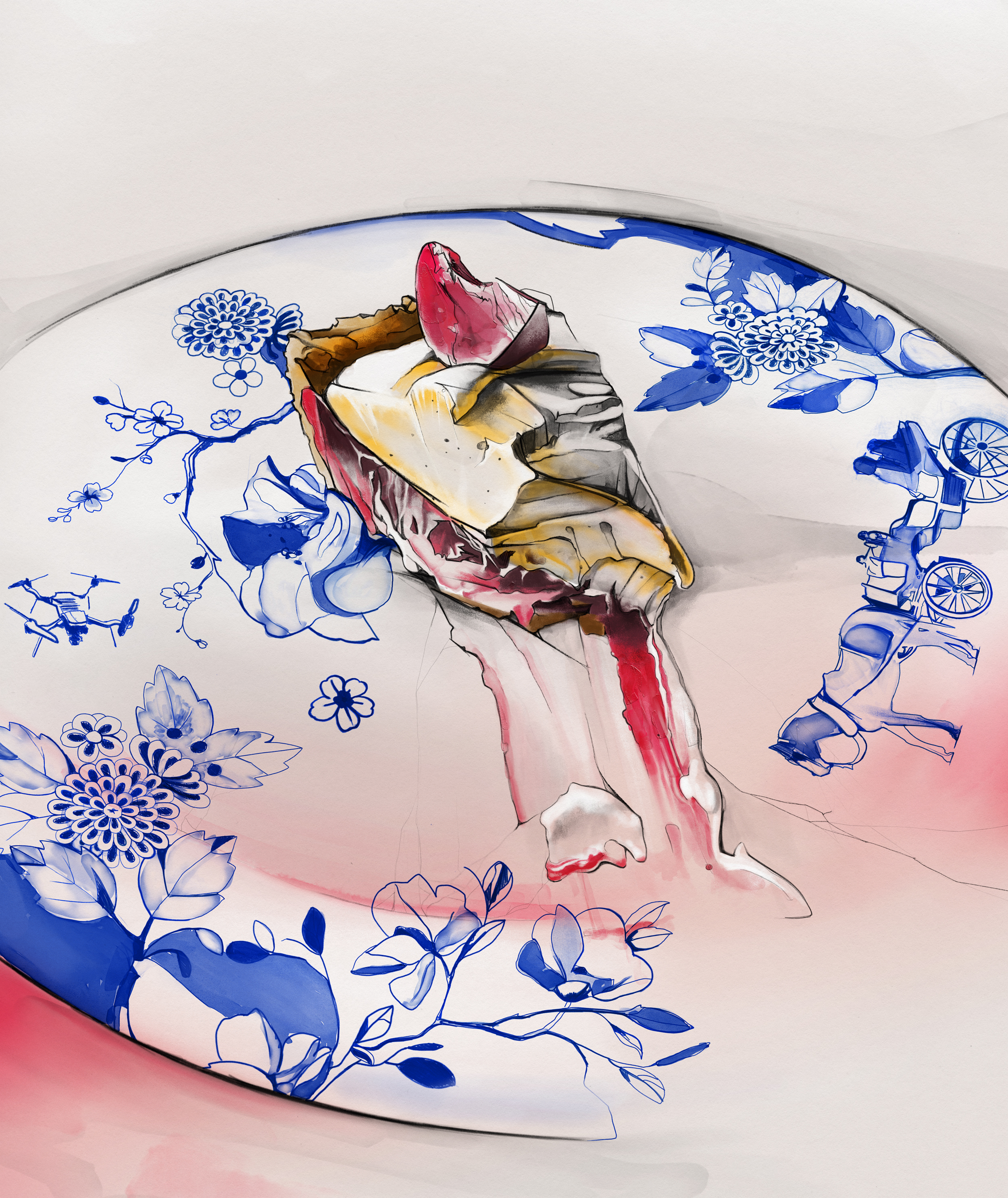 digital illustration of a pie on a plate