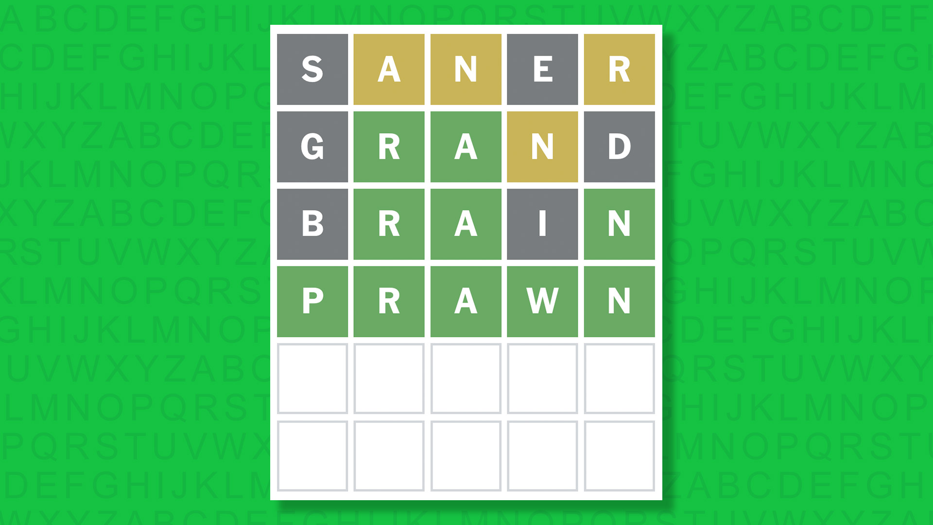 NYT Wordle answer for game 1890 on a green background