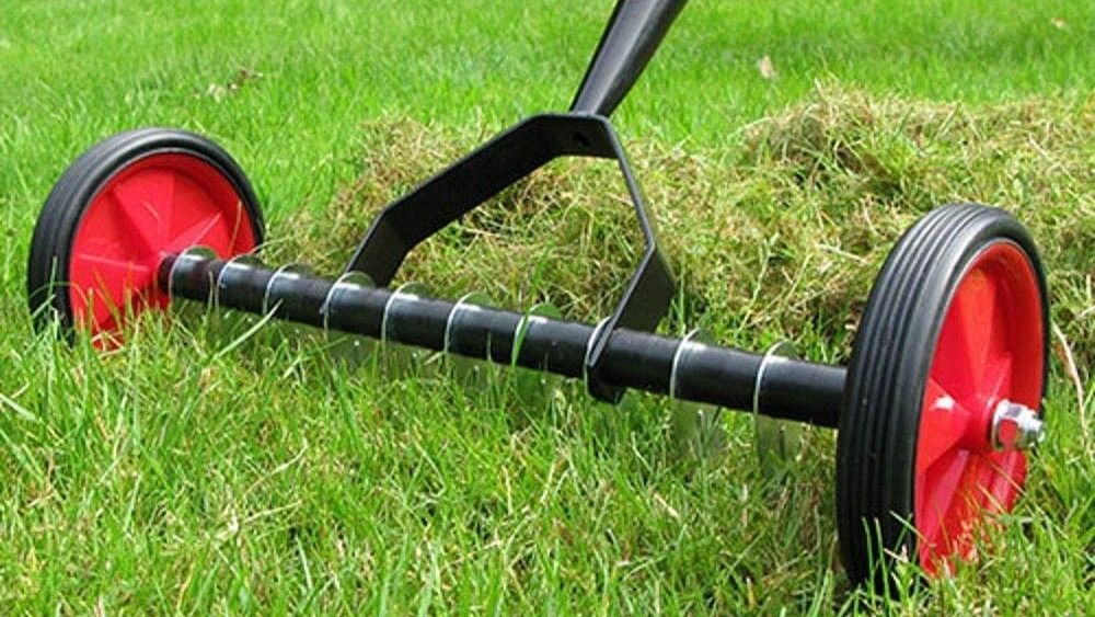 Darlac scarifier scarifying lawn