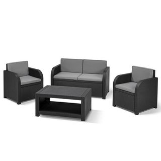 black sofa with table