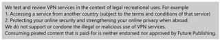 VPN legal disclaimer for World Cup live stream