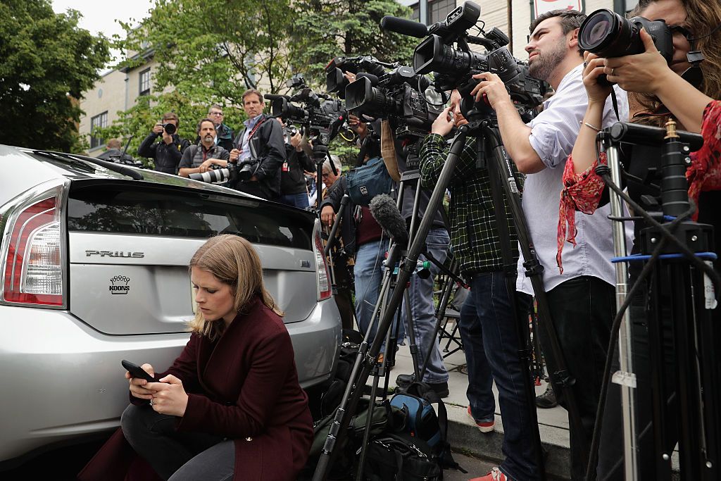 Reporters preparing for the GOP convention. 