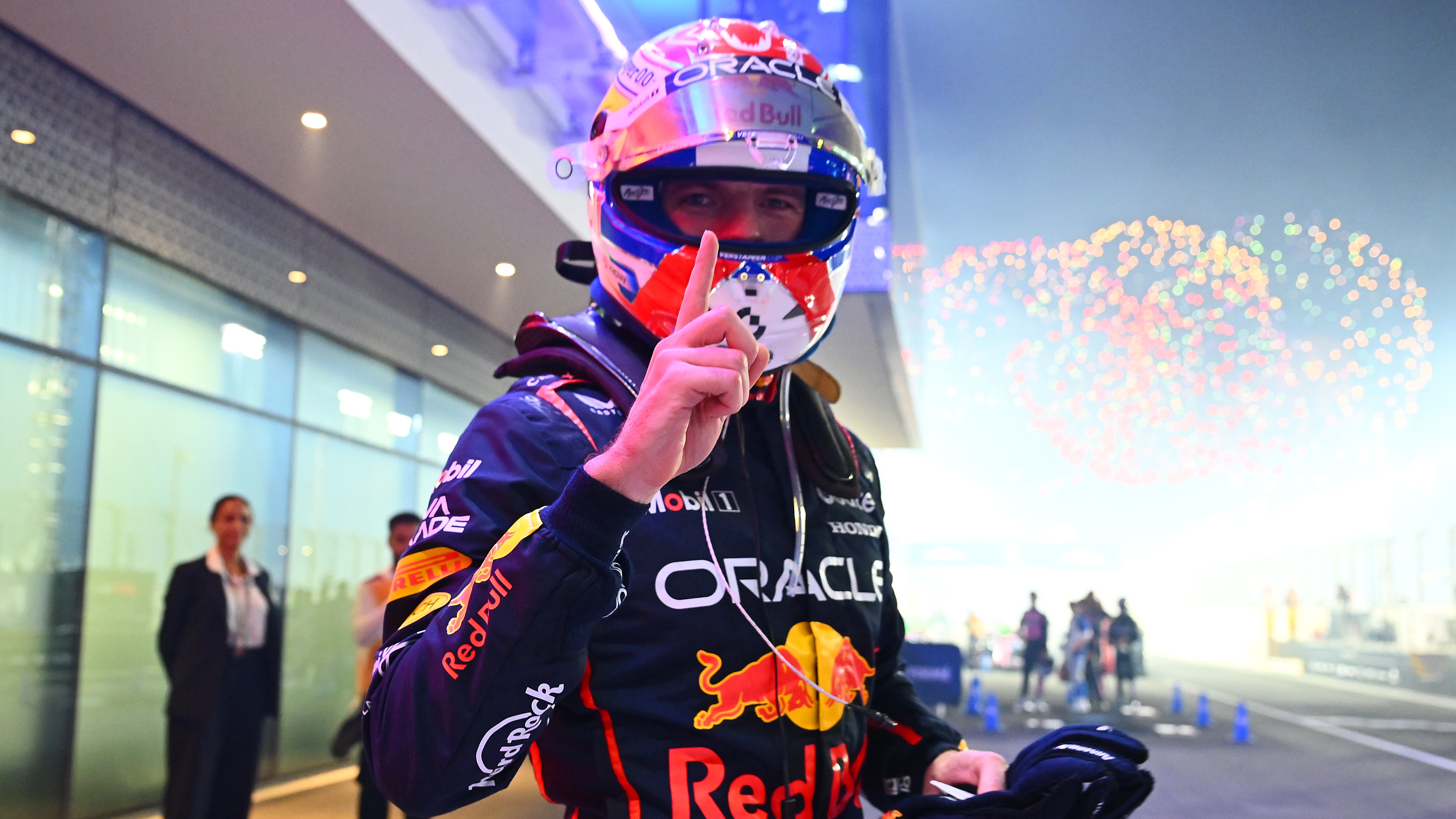 Race winner Max Verstappen of the Netherlands and Oracle Red Bull Racing celebrates on arrival in parc ferme during the F1 Grand Prix of Qatar at Lusail International Circuit on November 30, 2025 in Lusail City, Qatar. 