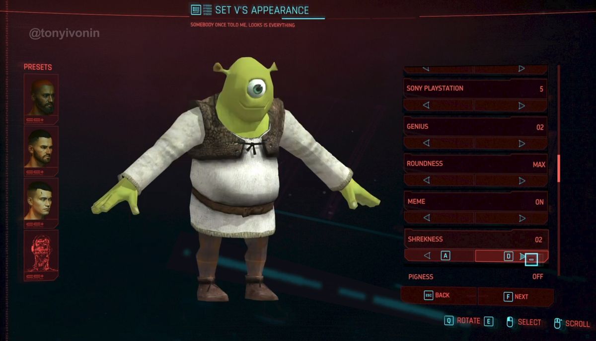 prompthunt: funny shrek with cyberpunk glasses, meme