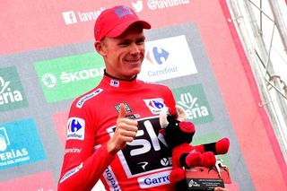 Chris Froome in red after stage 17 at the Vuelta
