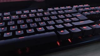 A low-down view of the Razer Hunstman V3 Pro's doubleshot keycaps
