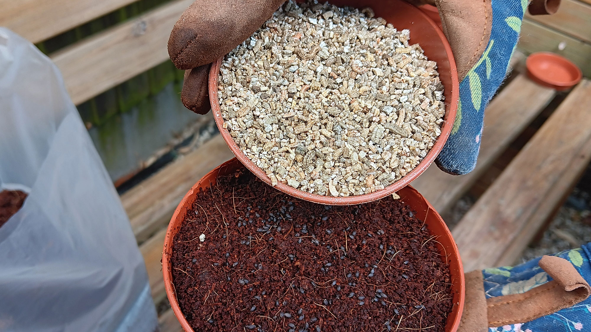 Vermiculite on coconut compost