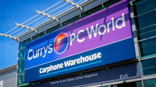 Currys PC World Carphone Warehouse signage at building entrance