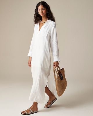 Bungalow Maxi Popover Dress in Linen