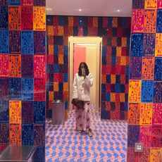 two photos of Noora Raj Brown taking selfies in mirrors