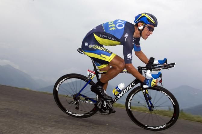 Roman Kreuziger (Saxo-Tinkoff) races to a fourth place result in the stage 17 mountain time trial