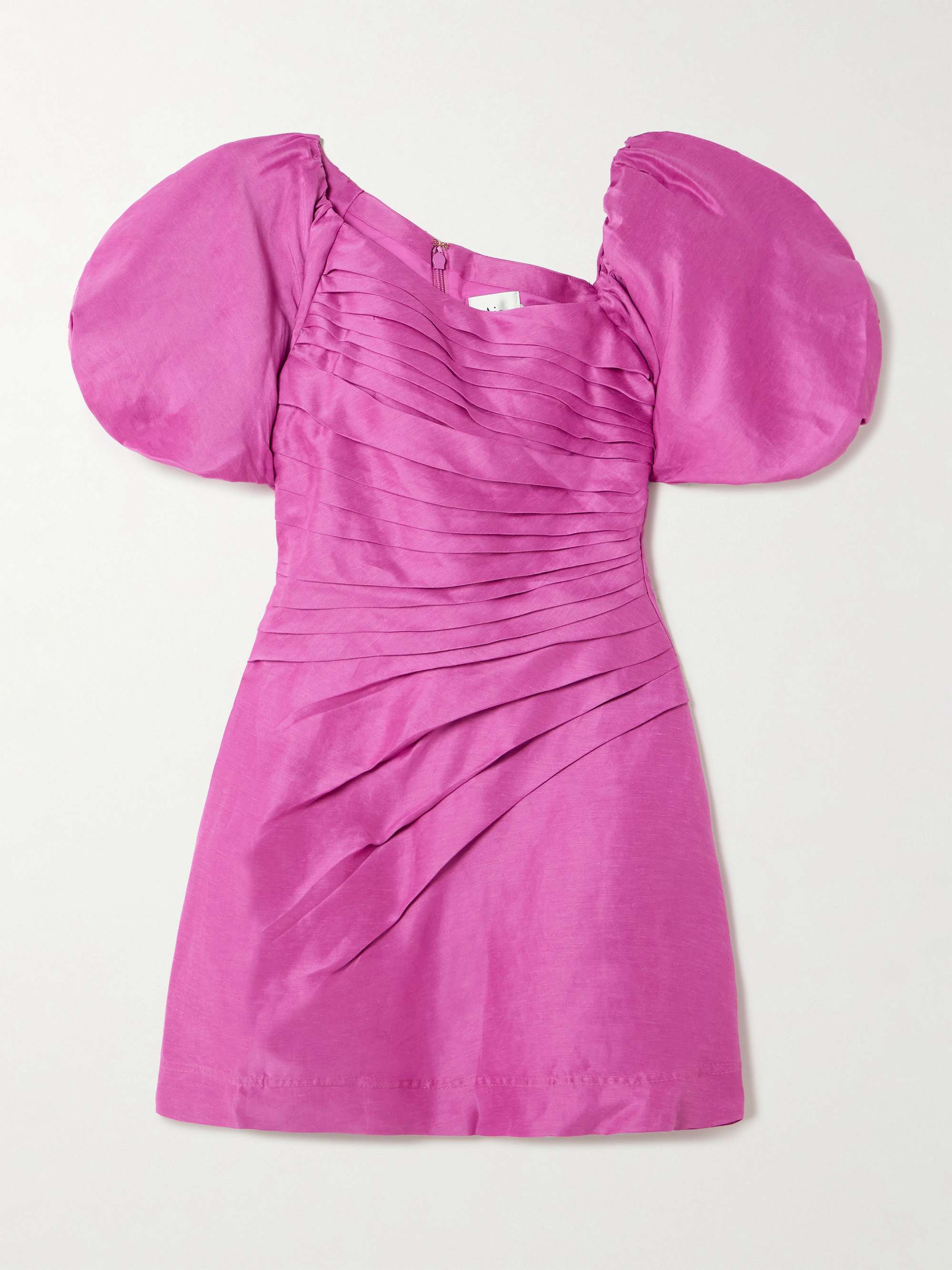 Cadence Asymmetric Pleated Linen-Blend Mini Dress