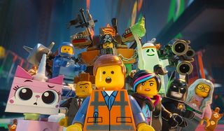 The Lego Movie Unikitty Benny Lord Business Emmet Wyldstyle Batman all shocked by the Duplo invasion