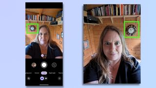 Screenshot showing how to mirror a selfie on Android - Take a photo using default settings