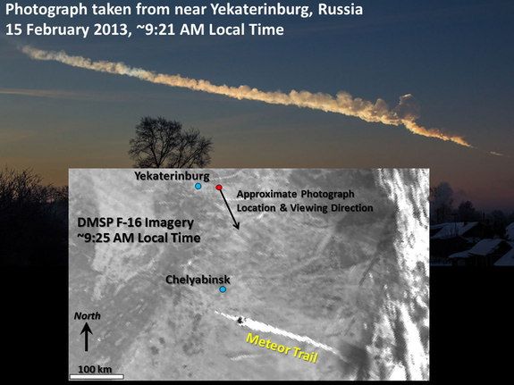 Chelyabinsk Meteor Trail Satellite View