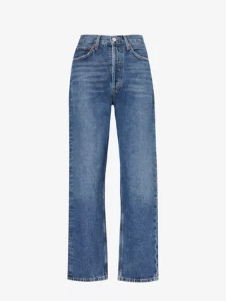 90s Faded-Wash Straight-Leg Mid-Rise Organic-Denim Jeans