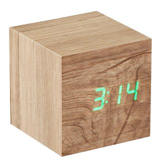 Wooden Gingko cube alarm clock