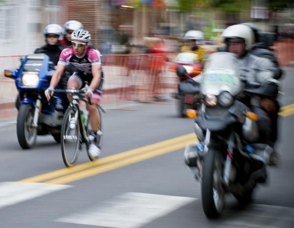 Brett Tivers (Garneau Club) begins to fade after riding in a two-man break for the first half of the race.