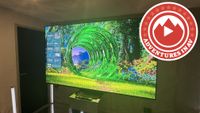 A Hisense RGB Mini LED TV with a fantasy CGI image on screen