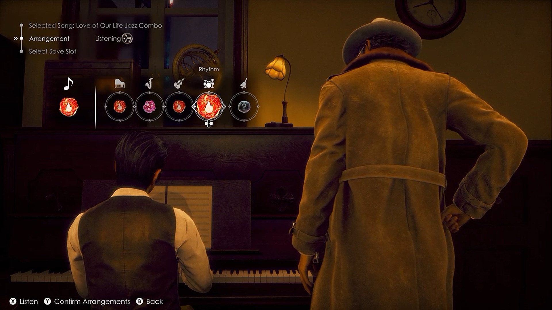 A screenshot showing how to compose new music in Stranger Than Heaven