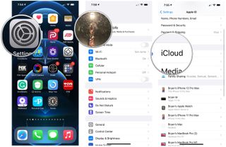 To set up iCloud, launch the Settings app from your Home Screen. Tap Apple ID banner, then choose iCloud.