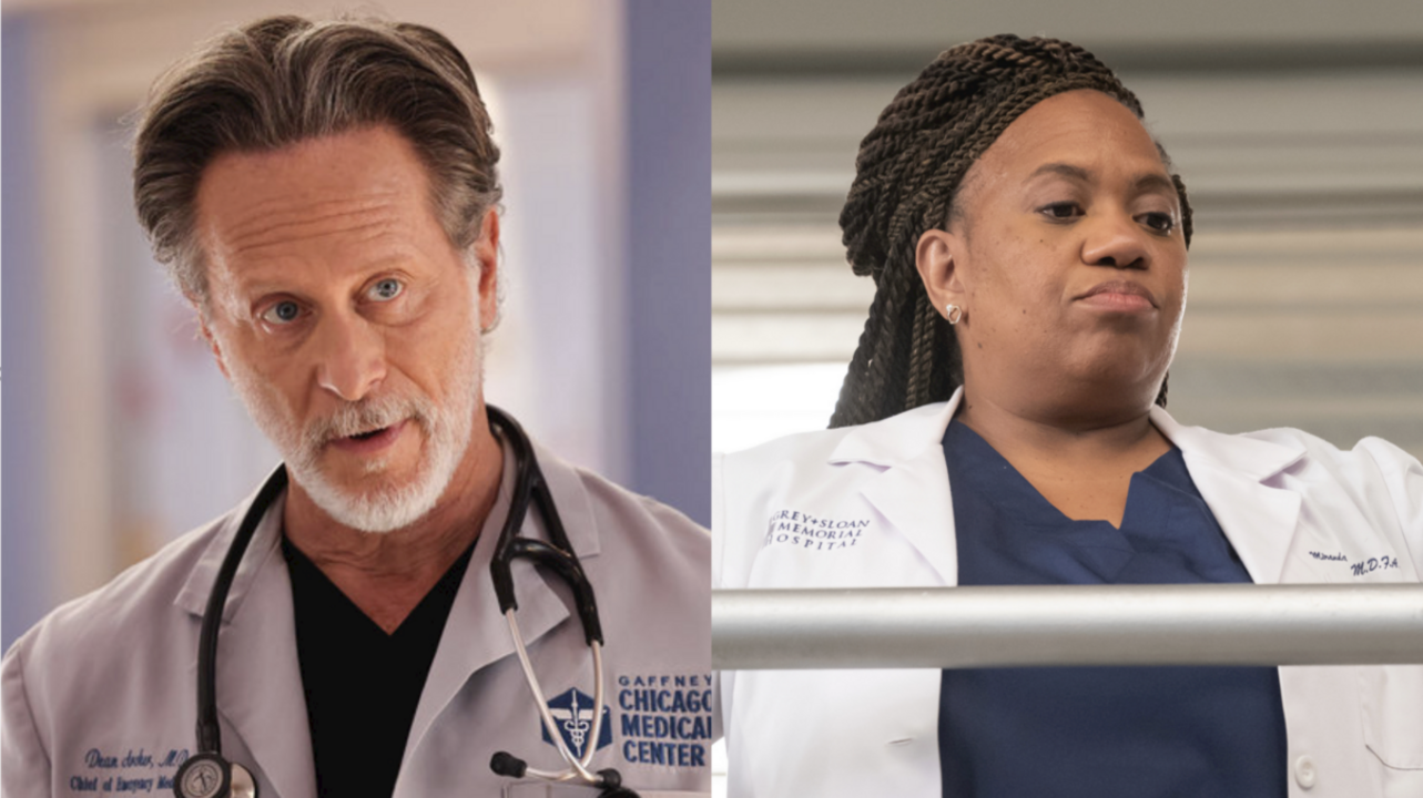 Steven Weber as Dr. Archer in Chicago Med Season 8 and Chandra Wilson as Dr. Bailey in Grey's Anatomy Season 20