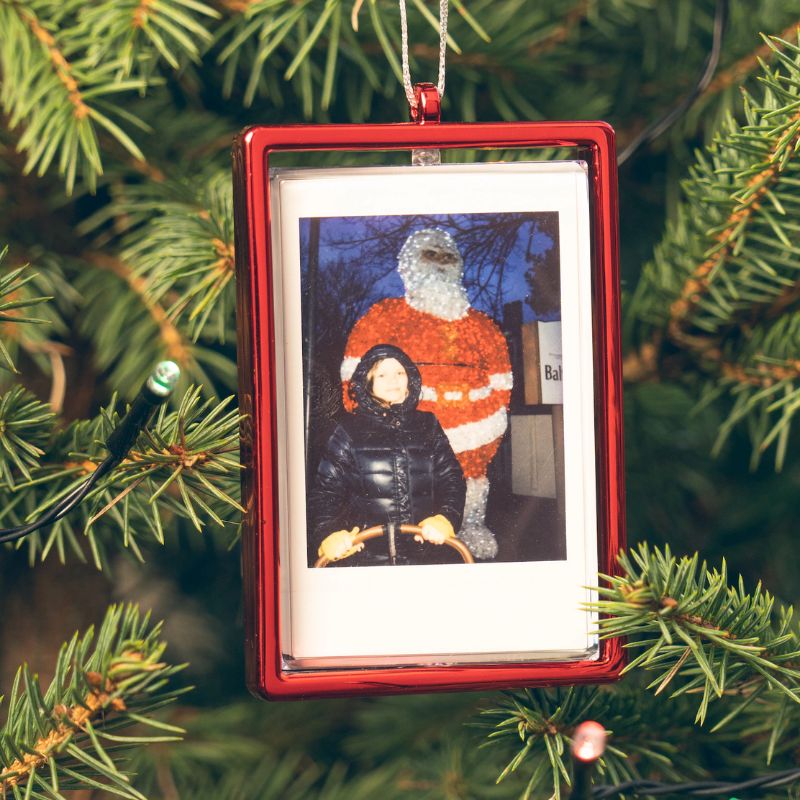 red photo frame Christmas tree ornament for Polaroid image