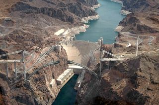 An aerial view of the Hoover Dam in 2009.