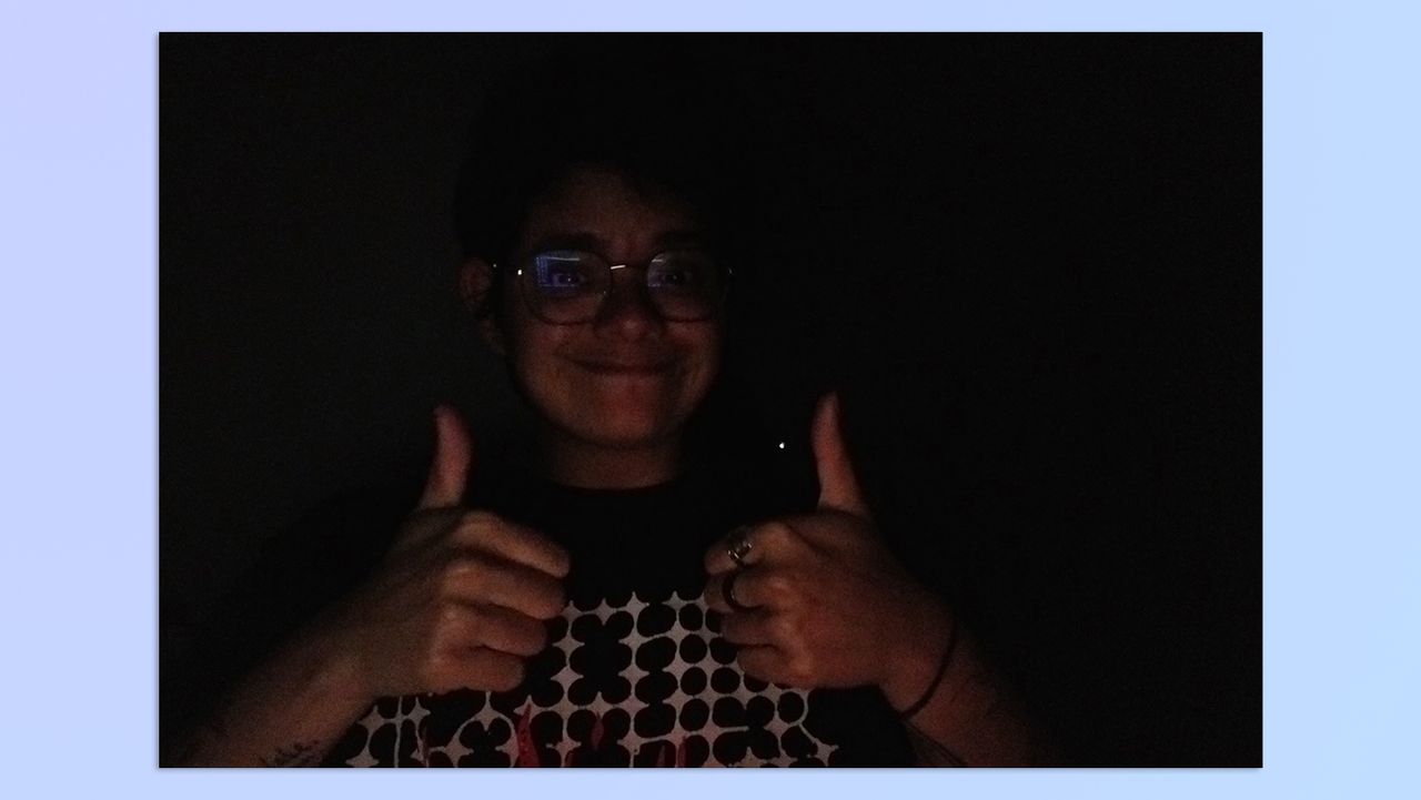A photo of a woman with short hair, taken with the Insta360 Link 2C webcam