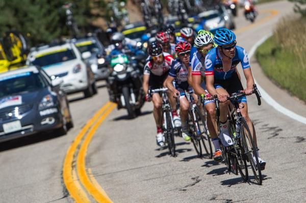 Alex Howes (Garmin-Sharp) heads the race-winning break on a stage which started in his home town of Golden, Colorado.