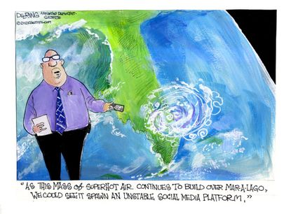 Political Cartoon U.S. trump mar a lago social media platform